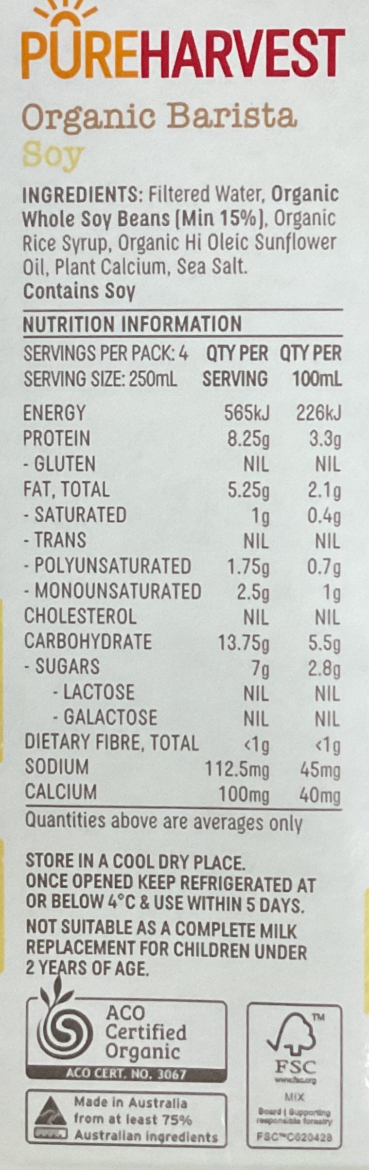 Pureharvest 有機咖啡師豆奶 Dairy Drinks Pureharvest 