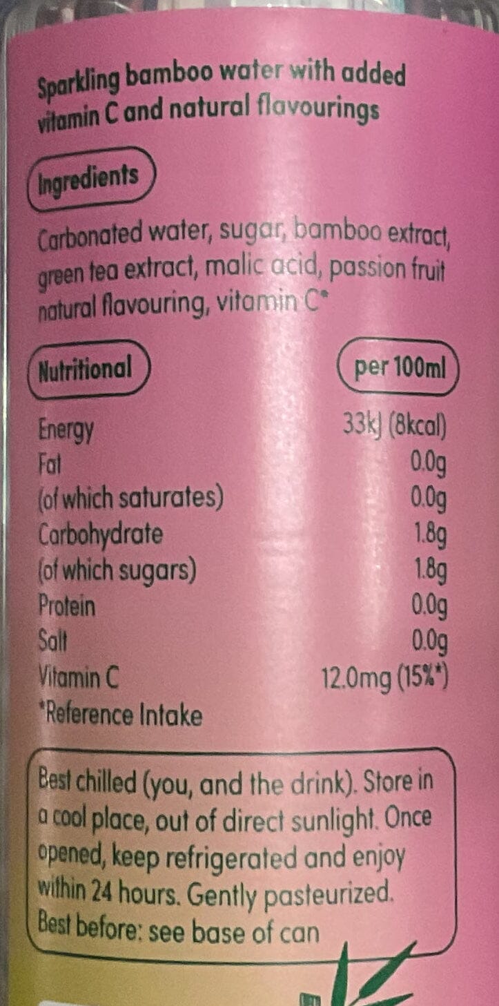 Juno Bamboo Water 百香果氣泡水 Carbonated Drinks Juno Bamboo Water 