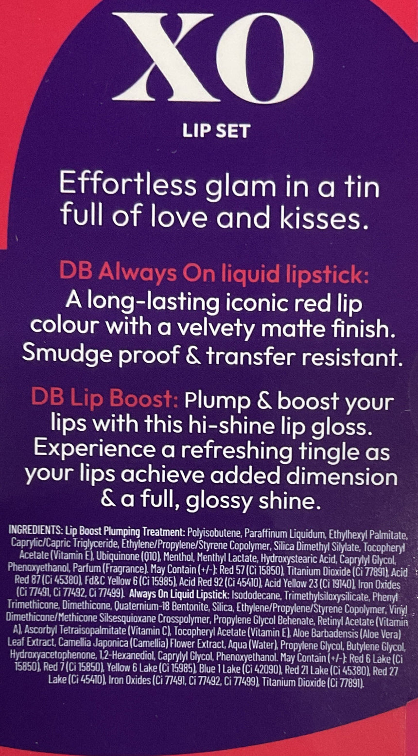 DB Cosmetics XO愛唇膏套裝#red Lip Makeup DB Cosmetics 