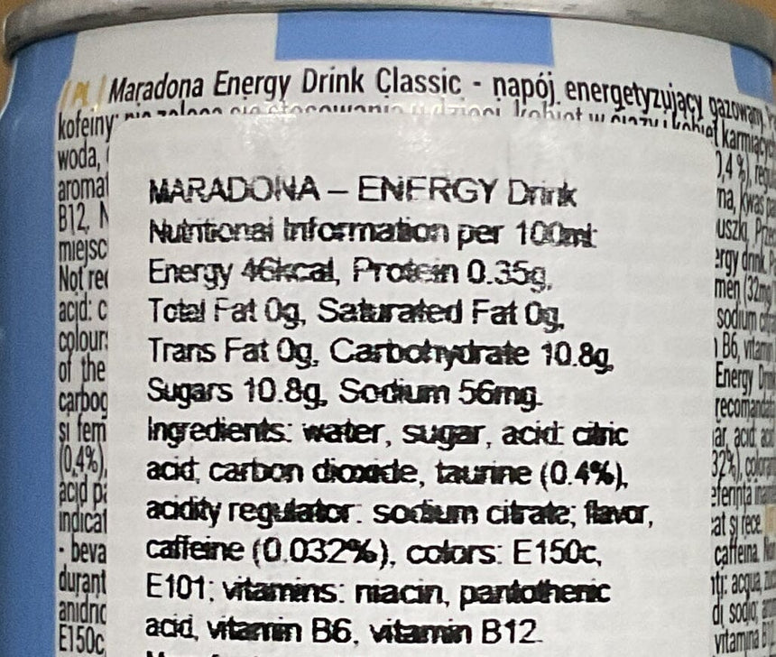 Maradona 能量飲料 Energy Drinks Maradona 