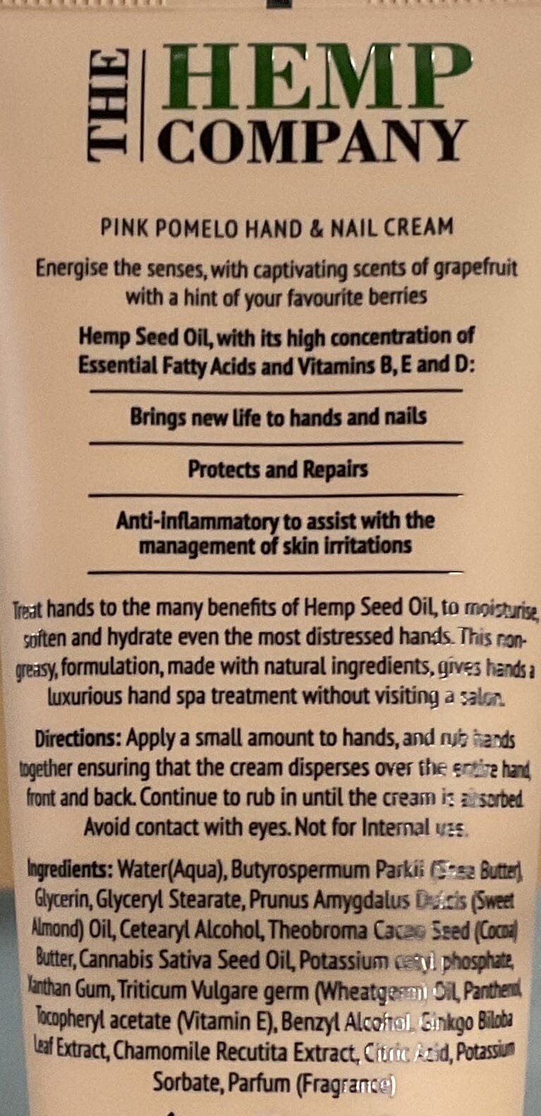 Hemp Company 大麻籽粉柚潤手霜 Hand Care Hemp Company 