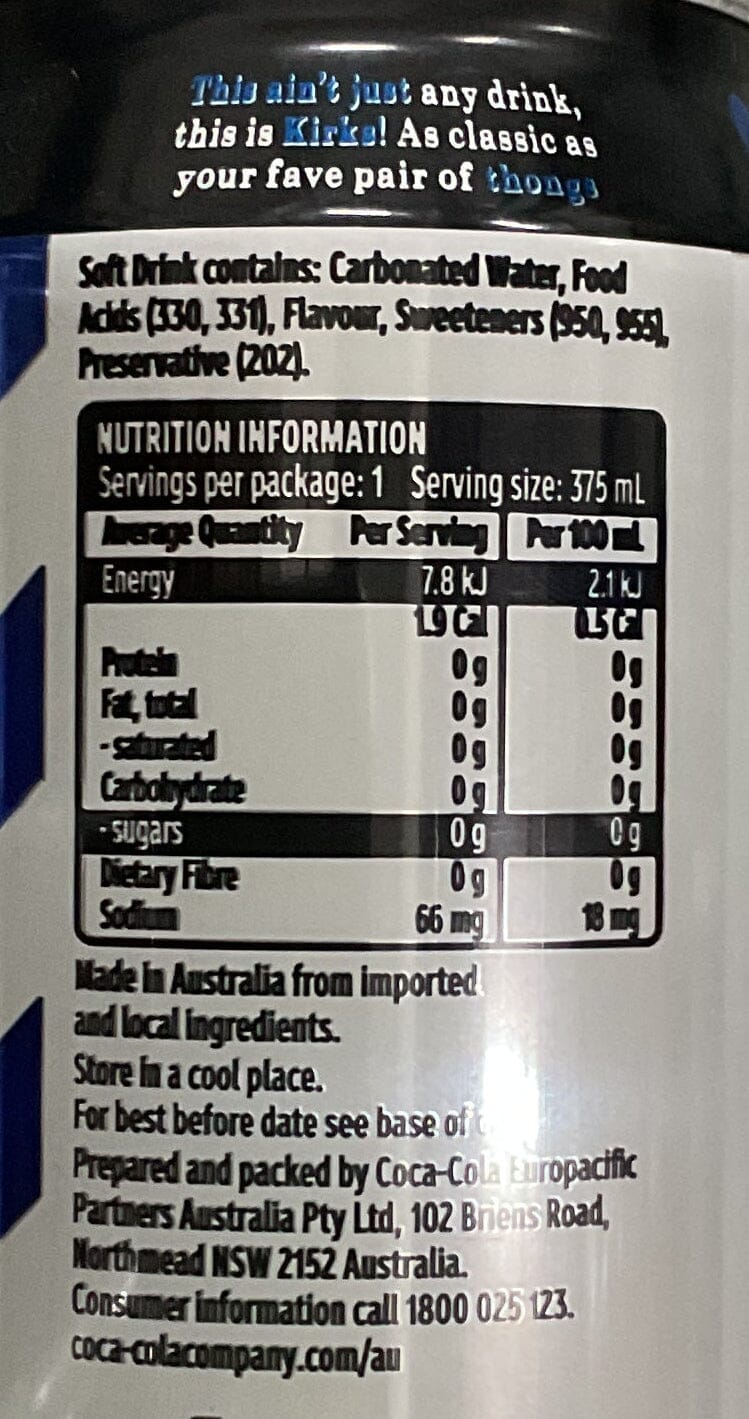 Kirks 零糖糖檸檬水 Carbonated Drinks Kirks 