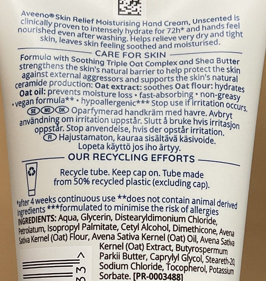 Aveeno 舒緩燕麥護手霜75ml Hand Care Aveeno 