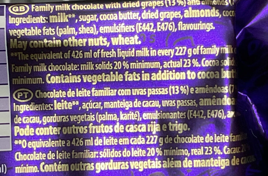Cadbury 乾果果仁奶朱古力 * Chocolates Cadbury 