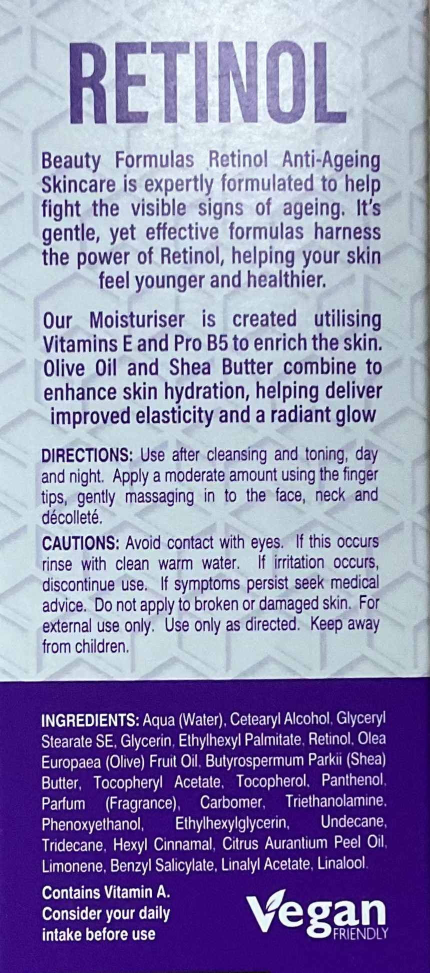 Beauty Formulas 視黃醇保濕面霜 Face Moisturisers Beauty Formulas 