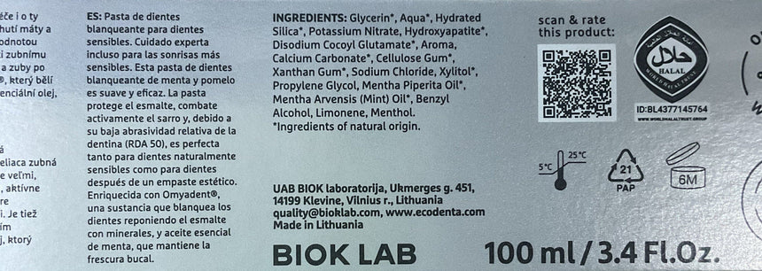 Ecodenta 抗敏亮白牙膏 Oral Care Ecodenta 